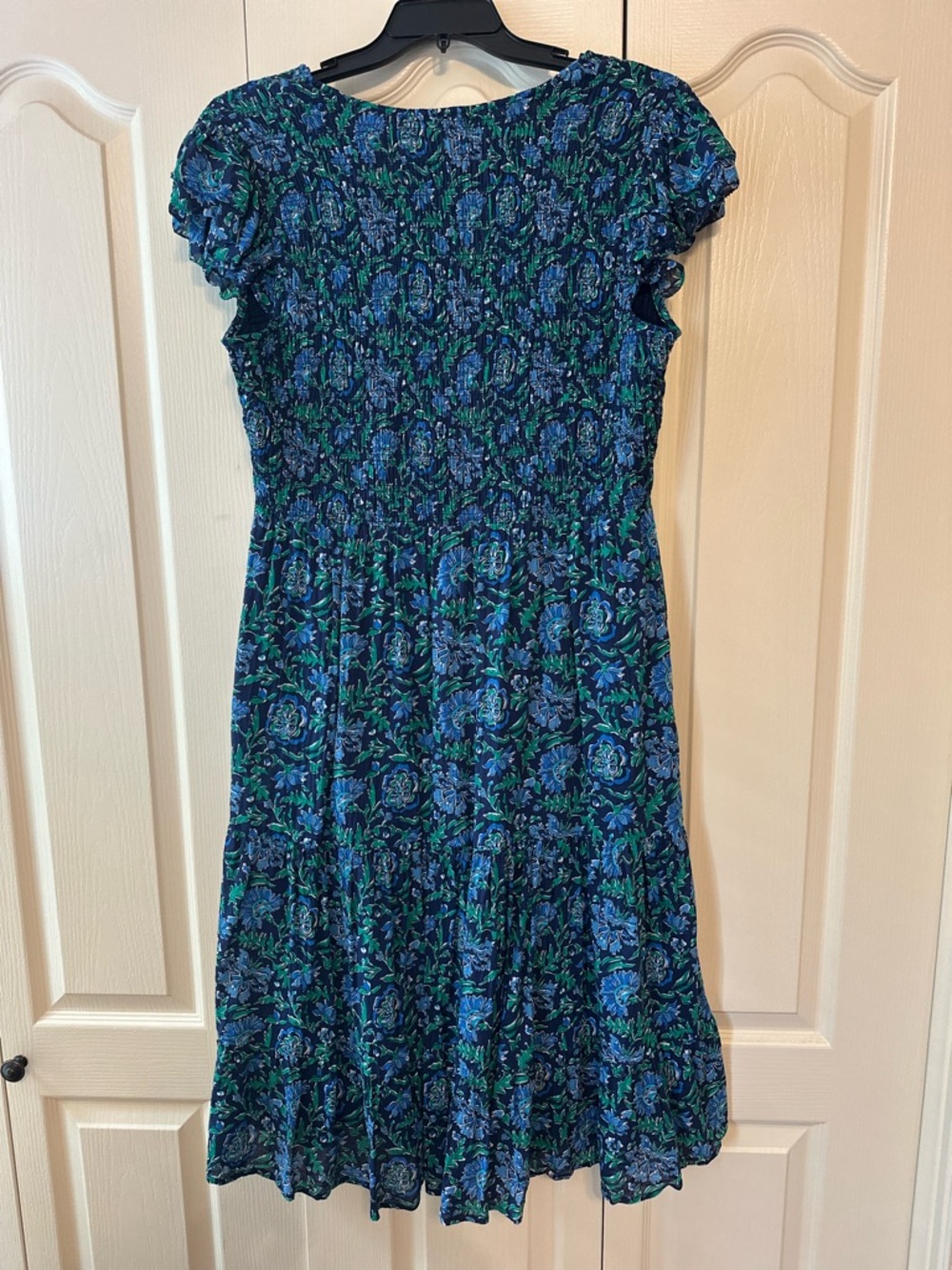 Vineyard Vines Women’s Blue & Green Smocked Anegada Floral Midi Dress Sz. XL - Picture 2 of 6